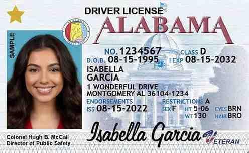 Sample Alabama driver license card