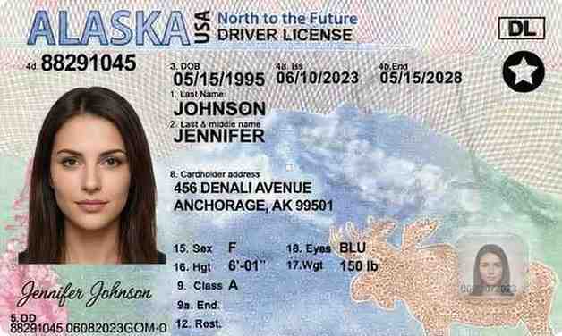 Sample Alaska CDL license card