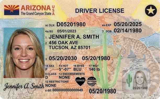 Sample Arizona motorcycle license card