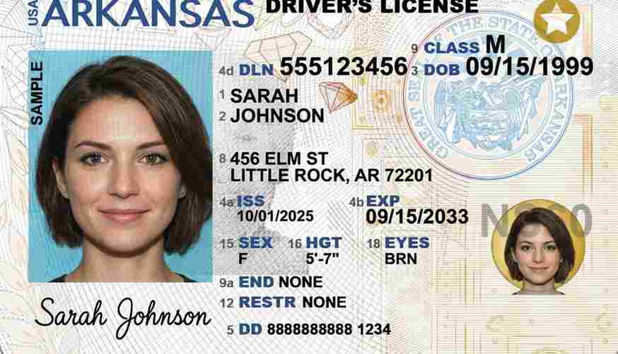 Sample Arkansas motorcycle license card