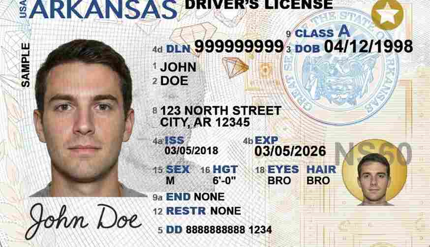 Sample Arkansas CDL license card