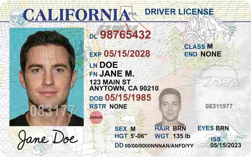 Sample California motorcycle license card