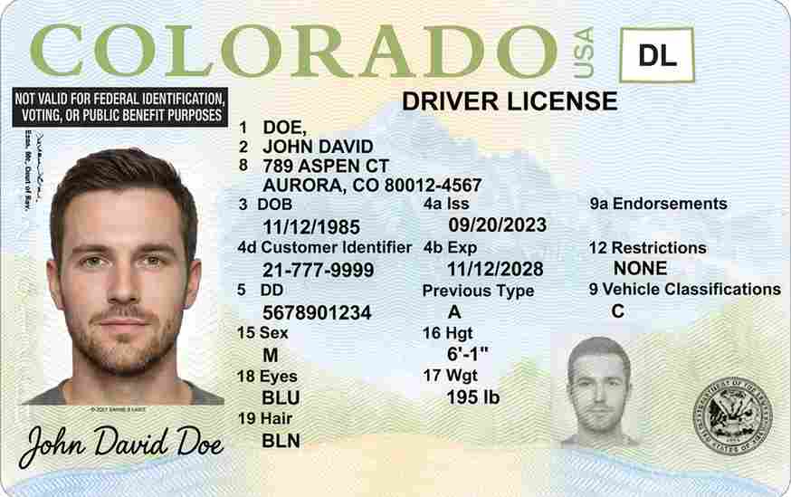 Sample Colorado motorcycle license card