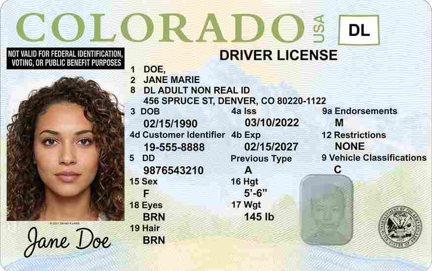 Sample Colorado CDL license card