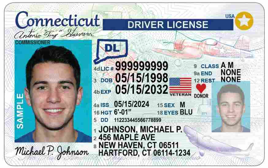 Sample Connecticut CDL license card