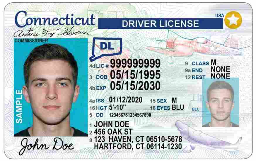 Sample Connecticut motorcycle license card