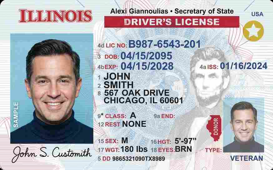 Sample Illinois CDL license card