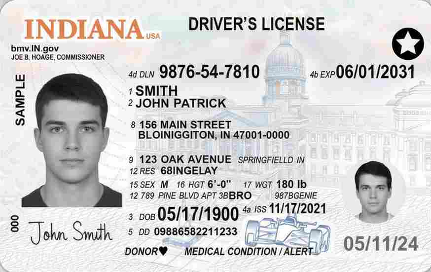 Sample Indiana CDL license card