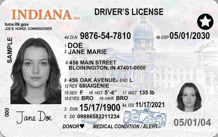 Sample Indiana motorcycle license card
