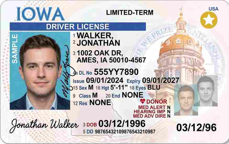 Sample Iowa motorcycle license card