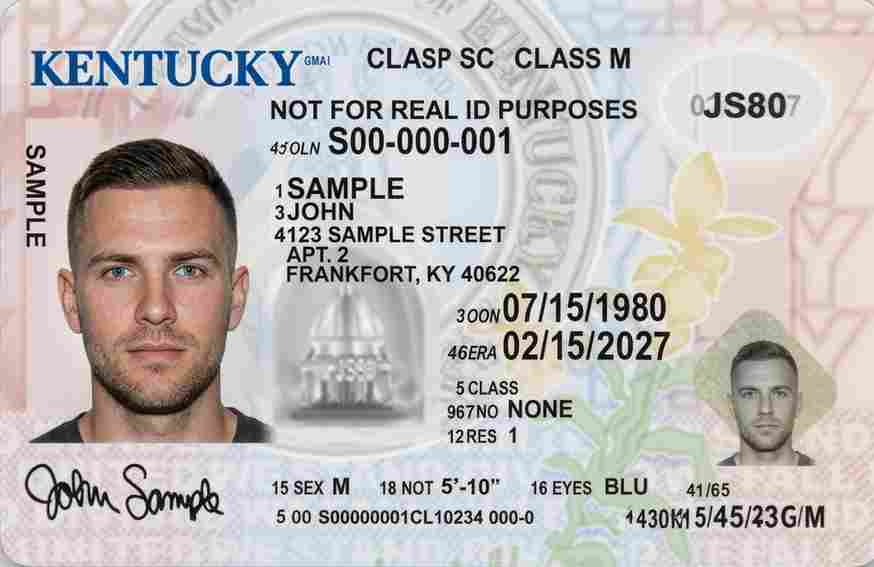 Sample Kentucky CDL license card