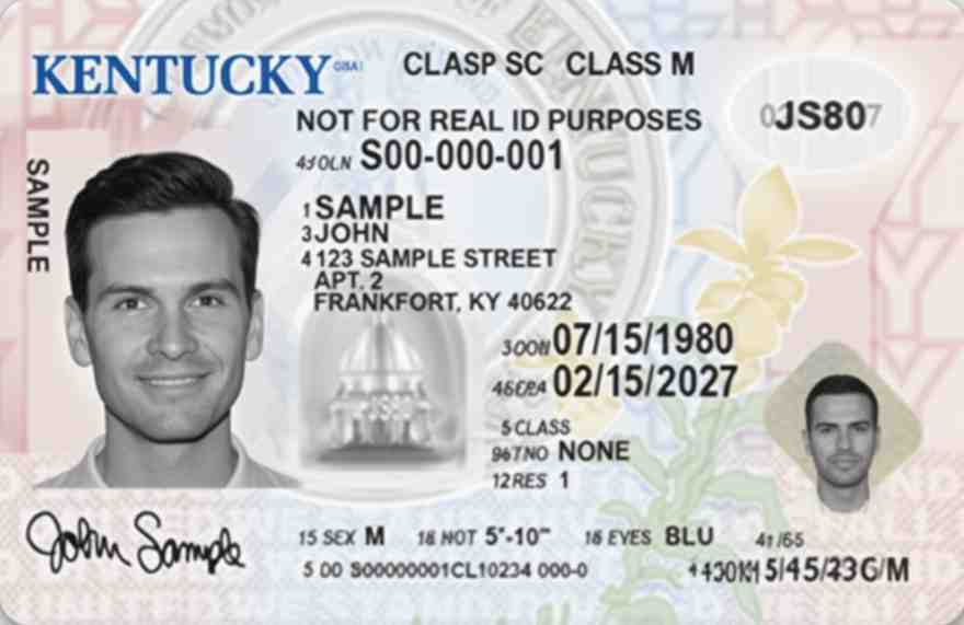 Sample Kentucky motorcycle license card