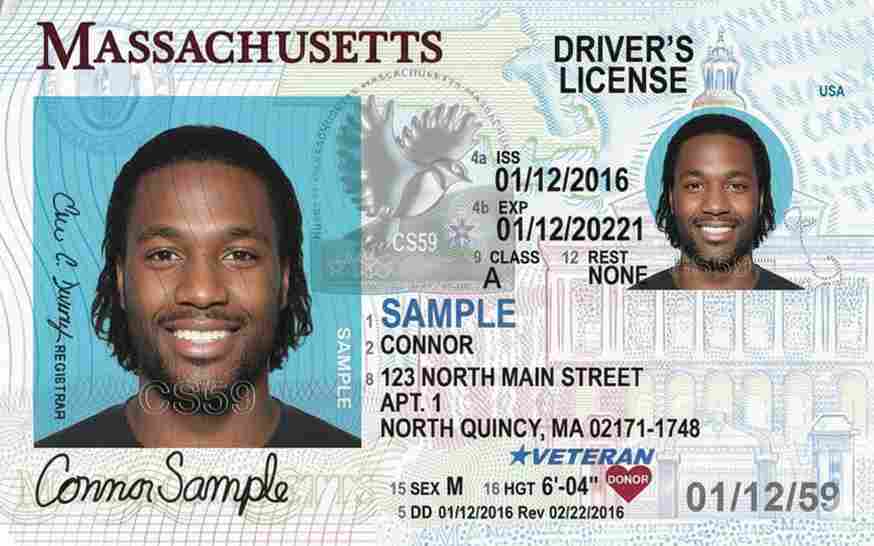 Sample Massachusetts CDL license card