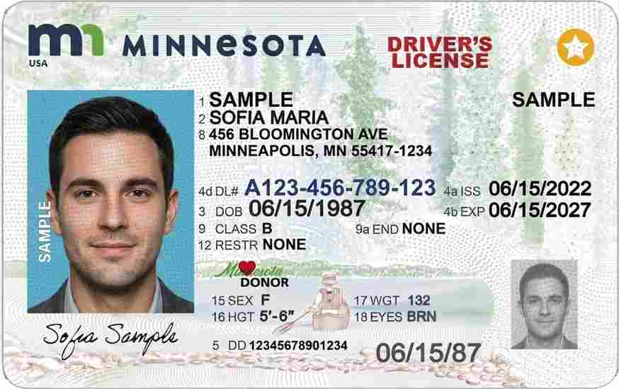 Sample Minnesota CDL license card