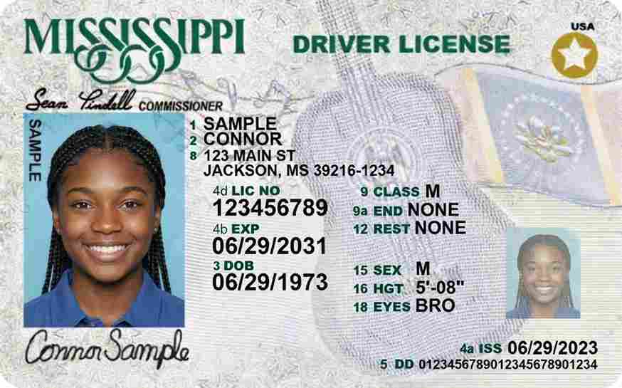 Sample Mississippi motorcycle license card