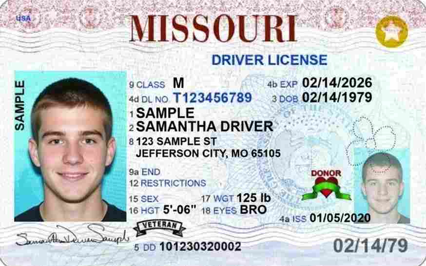Sample Missouri motorcycle license card