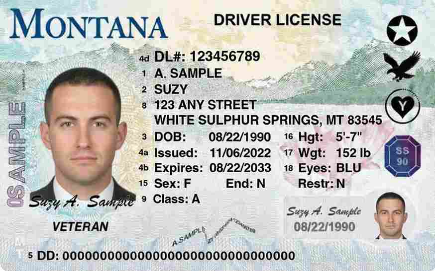 Sample Montana CDL license card