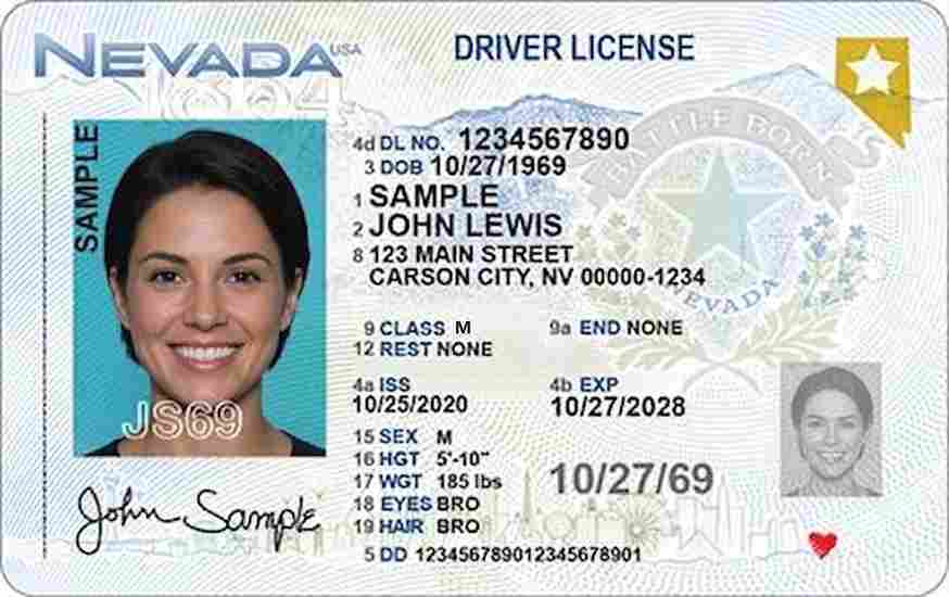Sample Nevada motorcycle license card