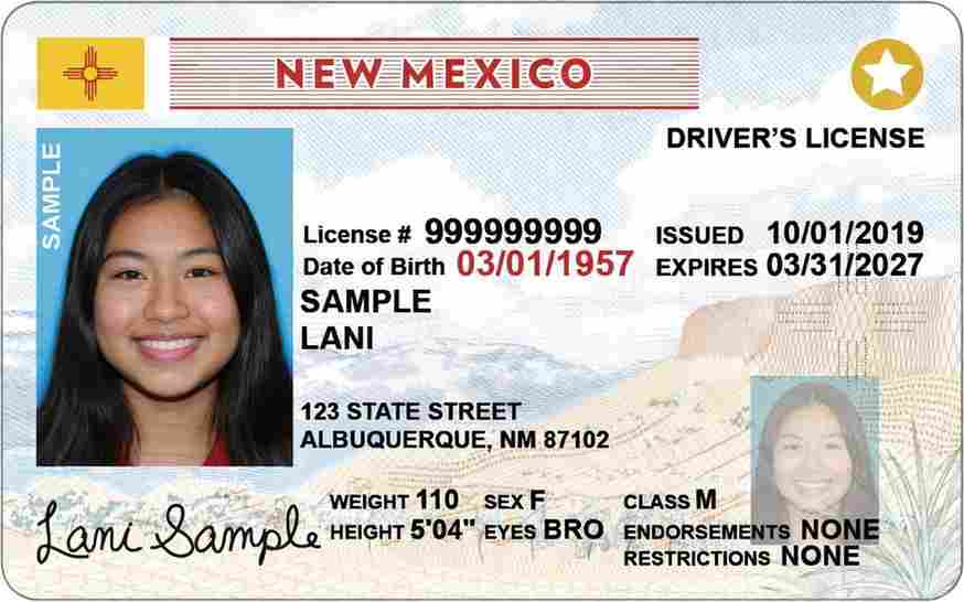 Sample New Mexico motorcycle license card