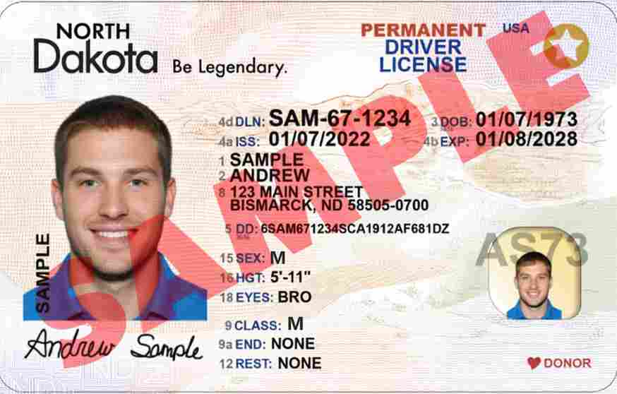 Sample North Dakota motorcycle license card