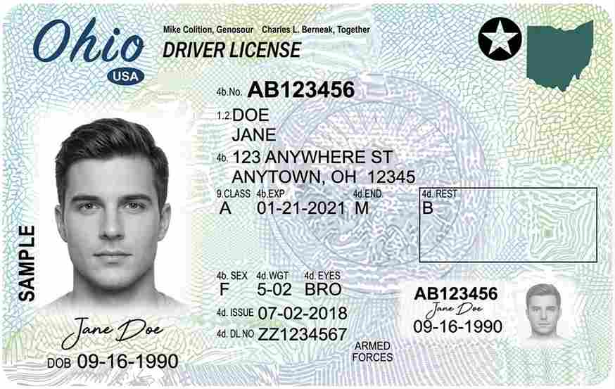 Sample Ohio CDL license card