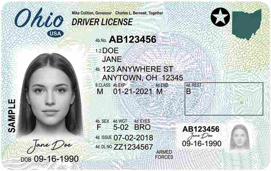 Sample Ohio motorcycle license card