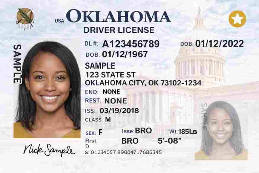 Sample Oklahoma motorcycle license card