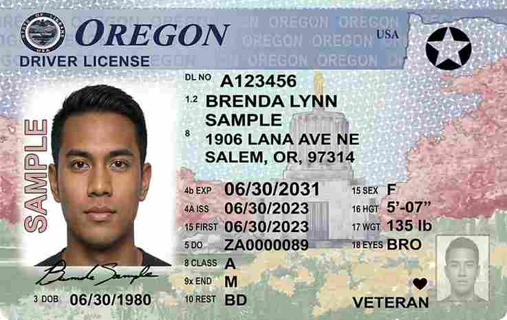 Sample Oregon CDL license card