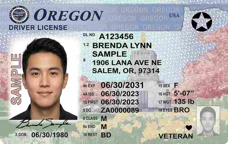 Sample Oregon motorcycle license card