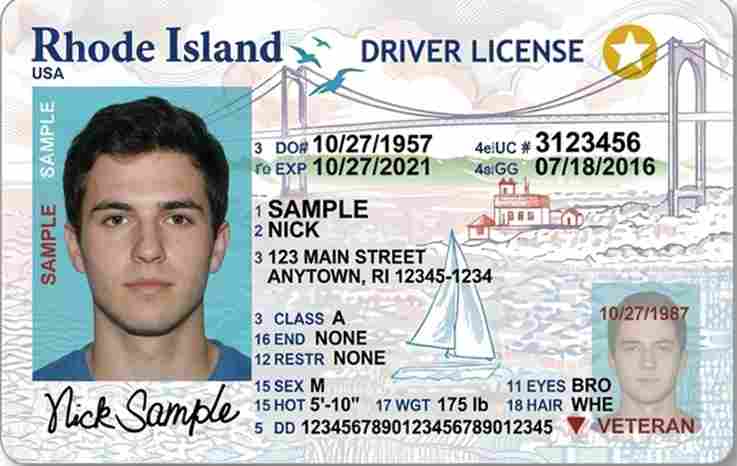 Sample Rhode Island CDL license card
