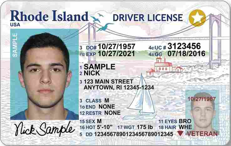 Sample Rhode Island motorcycle license card