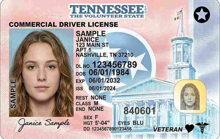 Sample Tennessee motorcycle license card