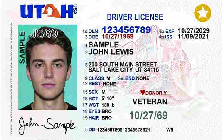 Sample Utah motorcycle license card