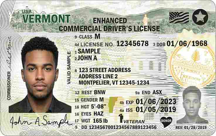 Sample Vermont motorcycle license card
