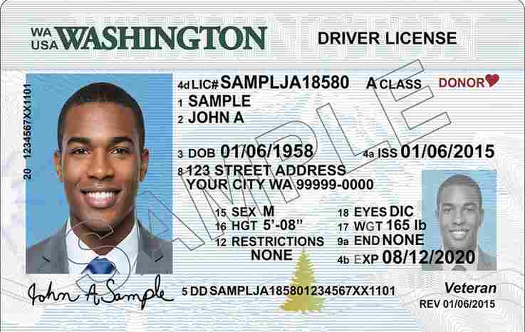 Sample Washington CDL license card