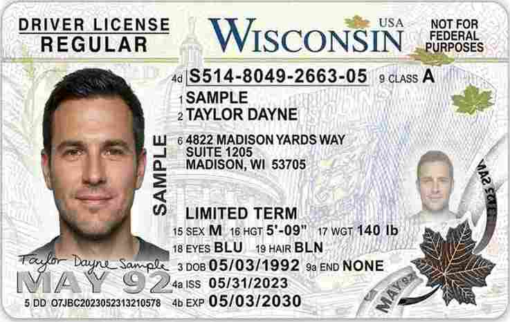 Sample Wisconsin CDL license card